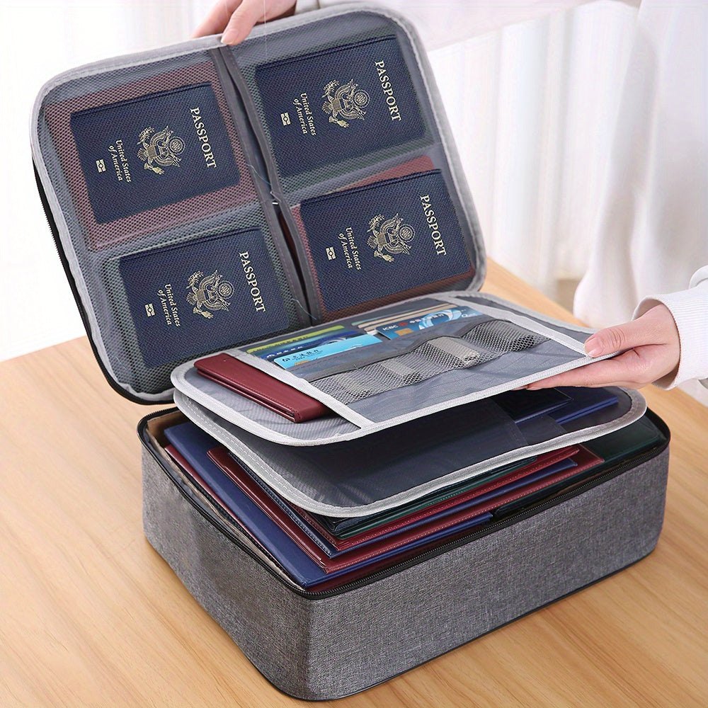 3-Layer Document Bag with Lock, Fire & Water Resistant File Storage