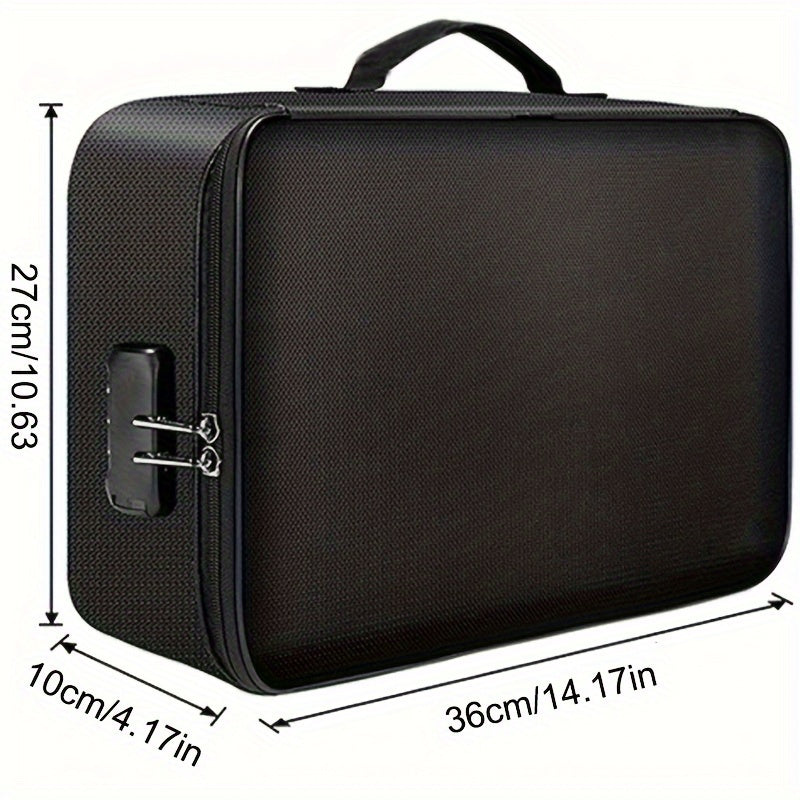 3-Layer Document Bag with Lock, Fire & Water Resistant File Storage