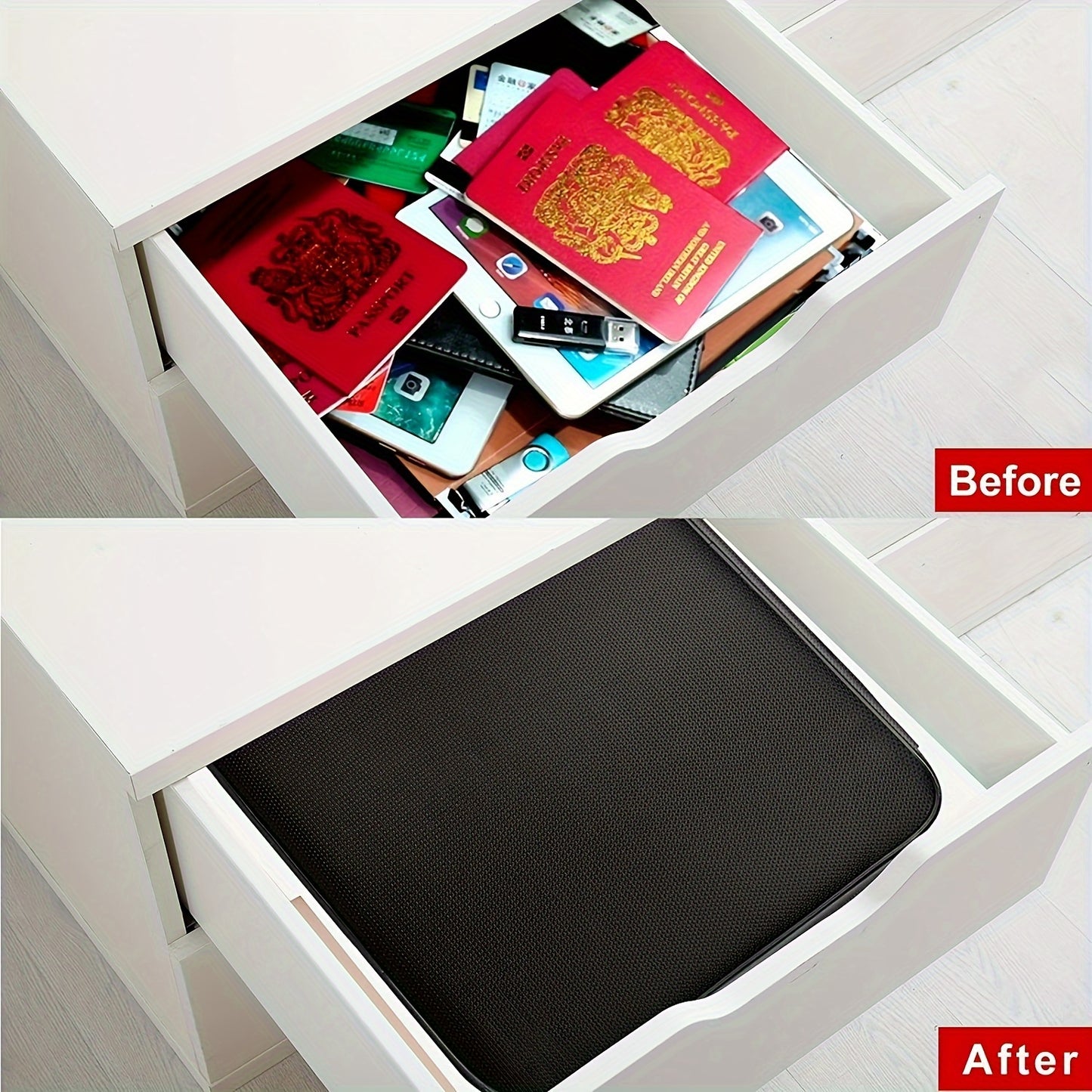 3-Layer Document Bag with Lock, Fire & Water Resistant File Storage