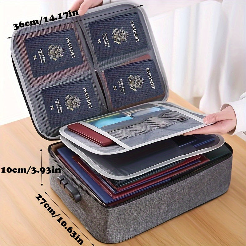 3-Layer Document Bag with Lock, Fire & Water Resistant File Storage