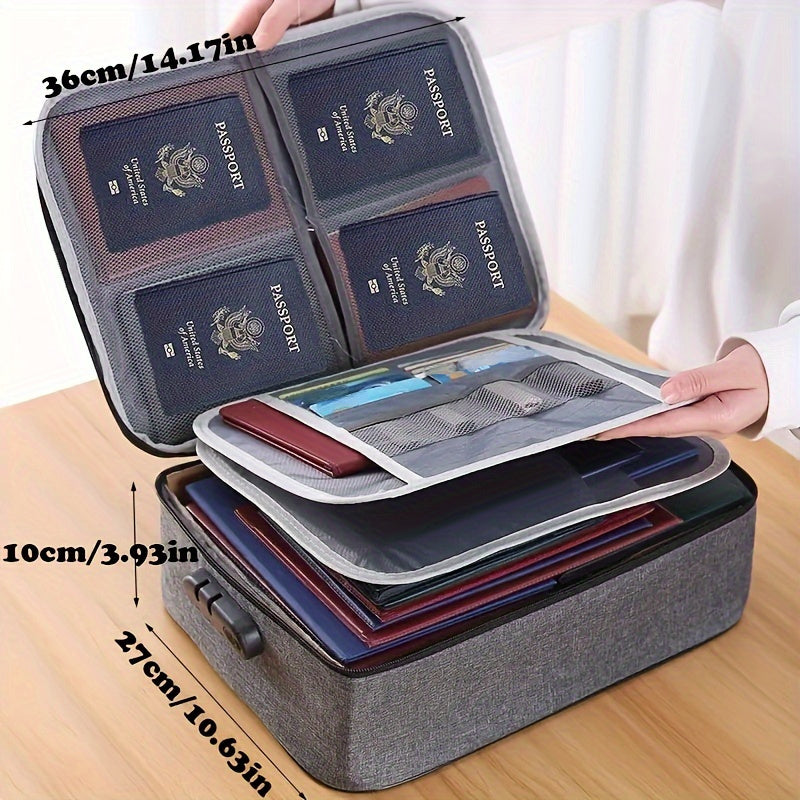 3-Layer Document Bag with Lock, Fire & Water Resistant File Storage