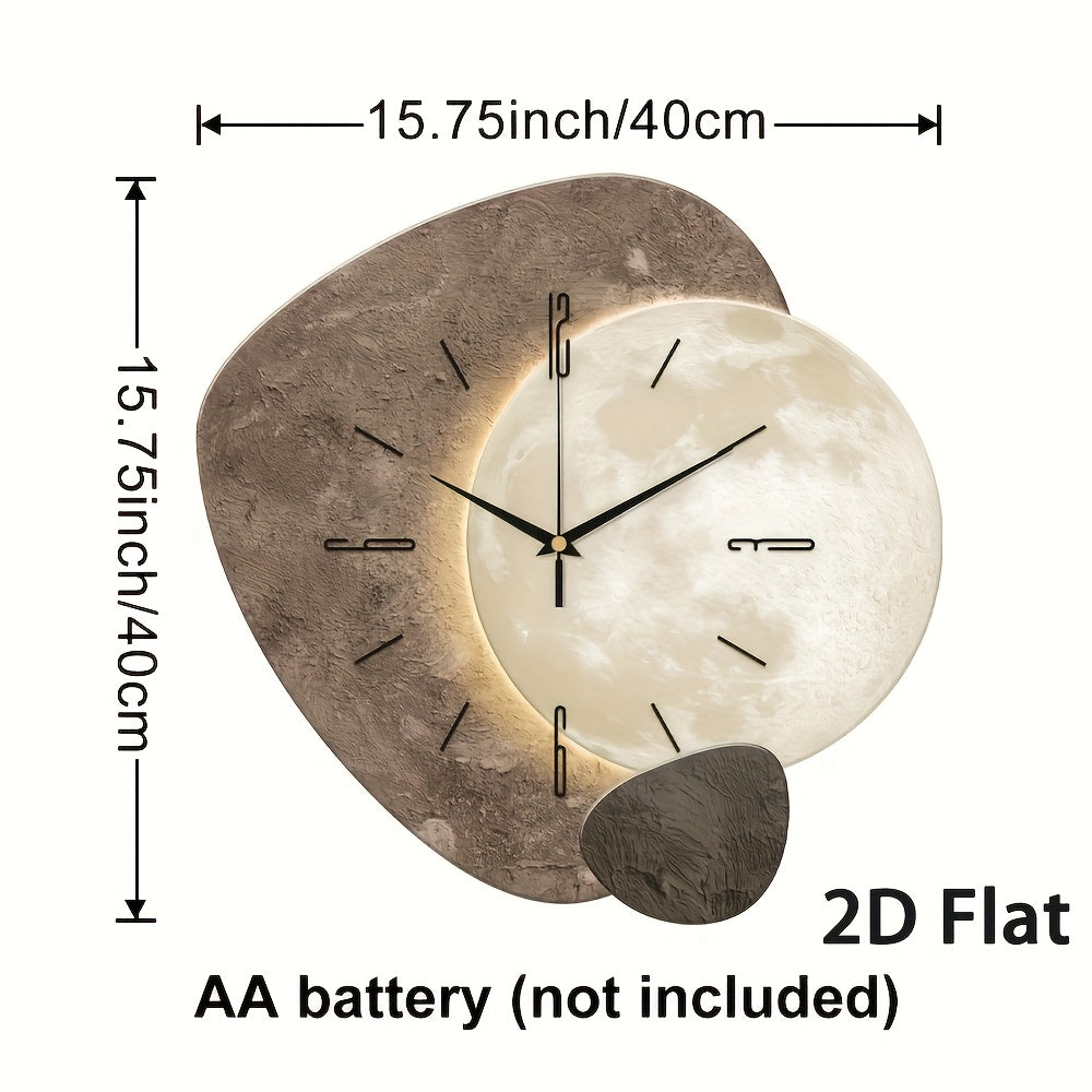 2D Moon Wall Clock: Silent, Modern, and Decorative for Living Rooms, Bedrooms, and Offices