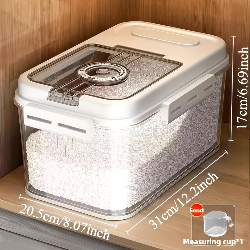 2 Sizes Airtight Food Storage Containers Set -10.8L & 7.8L, per Square Flip Top Rice Canister, Reusable, Insect & Moisture Proof