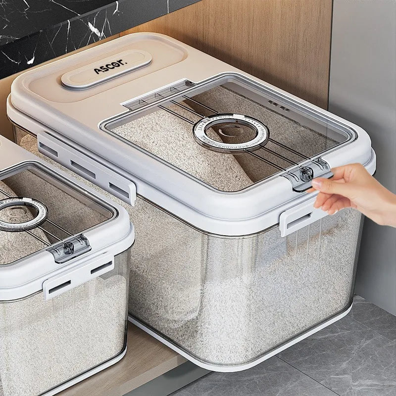 2 Sizes Airtight Food Storage Containers Set -10.8L & 7.8L, per Square Flip Top Rice Canister, Reusable, Insect & Moisture Proof