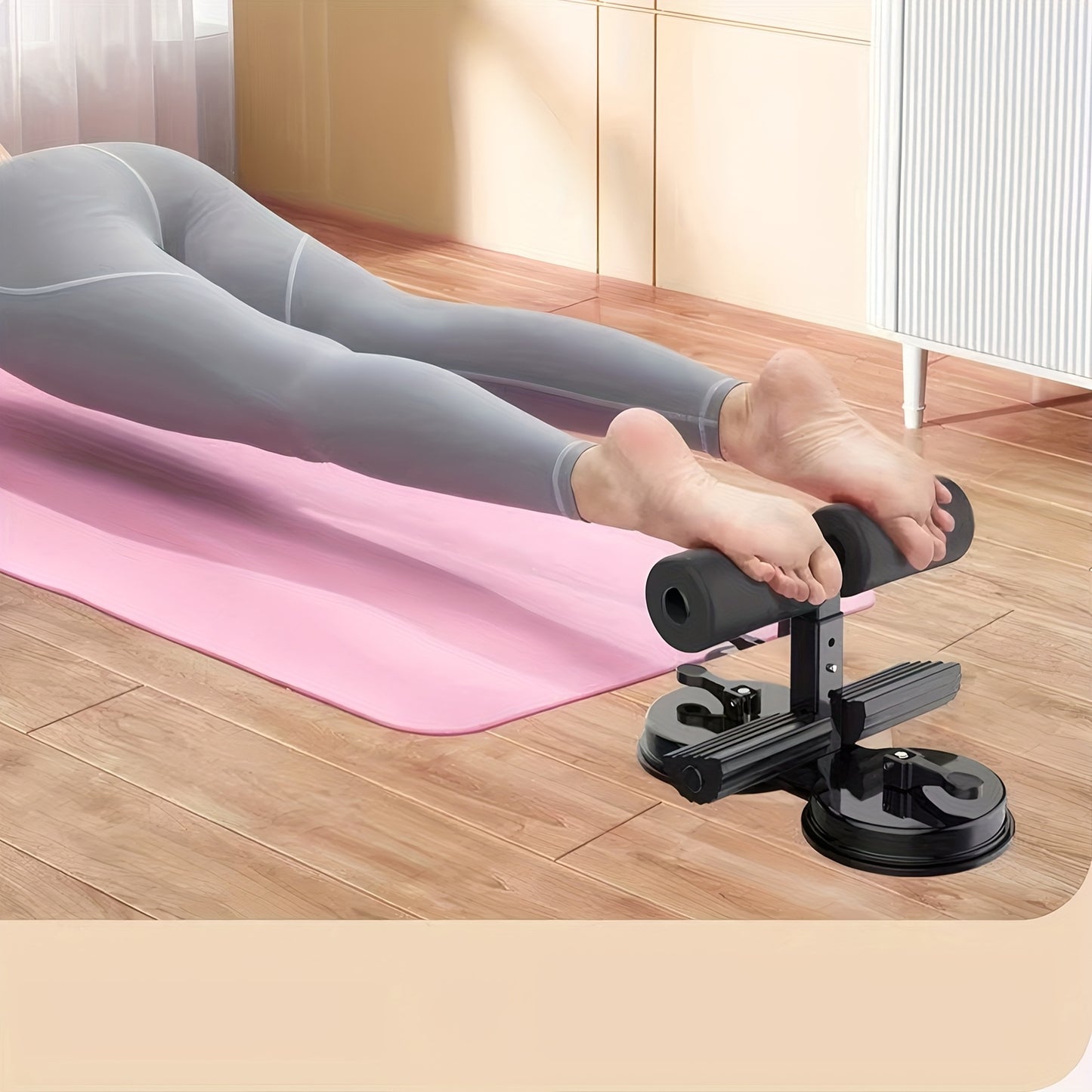 Suction Cup Sit-Up Assistant: Adjustable Abdominal Trainer for Core Strength