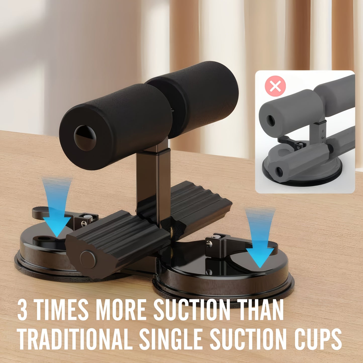 Suction Cup Sit-Up Assistant: Adjustable Abdominal Trainer for Core Strength