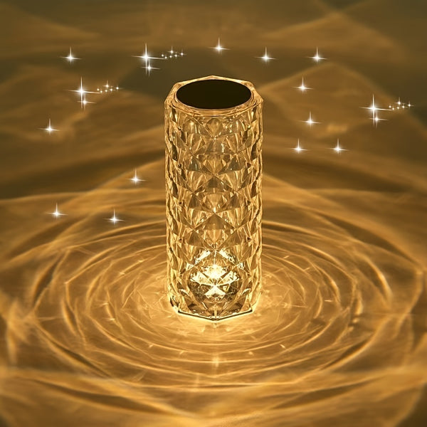 Touch Control Crystal Diamond Lamp: 3-Color Changing LED Night Light for Home, Office, and Party