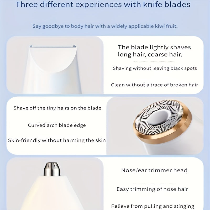 FEIYBA 3-in-1 Electric Hair Remover: USB Rechargeable, Cordless, and Portable for Women