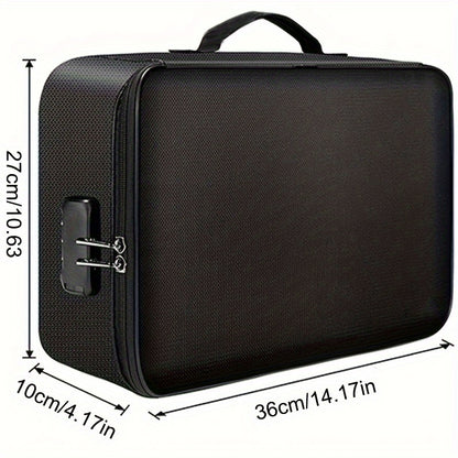 3-Layer Document Bag with Lock, Fire & Water Resistant File Storage
