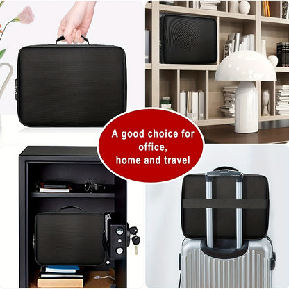 3-Layer Document Bag with Lock, Fire & Water Resistant File Storage