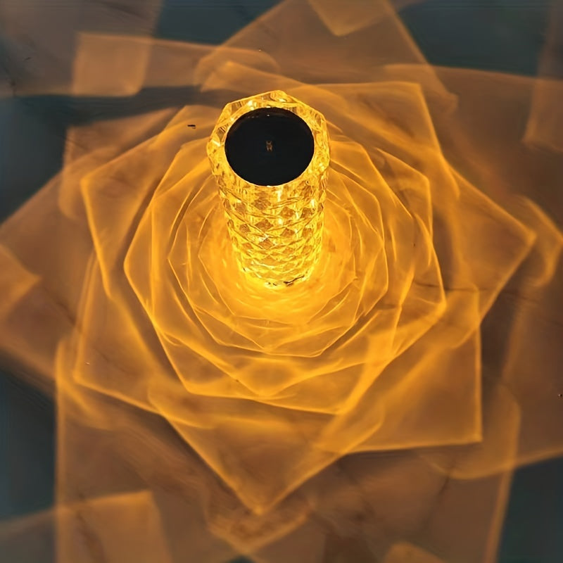 Touch Control Crystal Diamond Lamp: 3-Color Changing LED Night Light for Home, Office, and Party Xyrvona