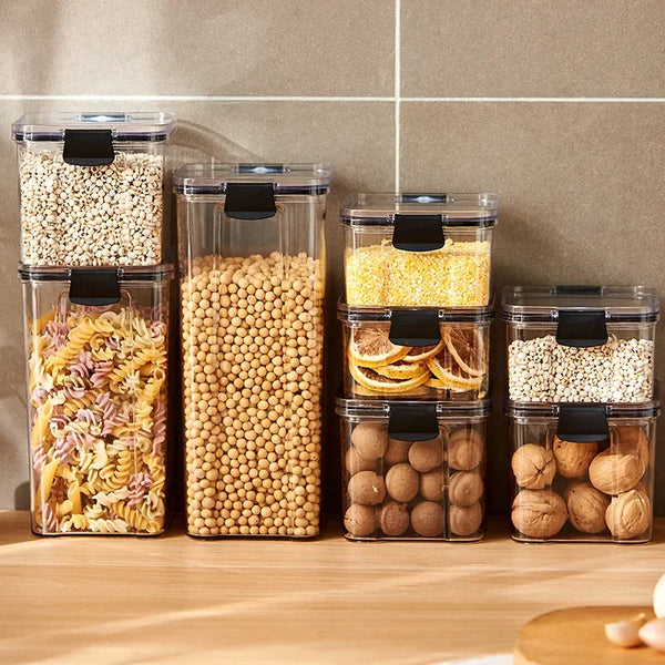 Food Storage Kitchen Containers Plastic Box Jars for Bulk Cereals Kitchen Organizers for Pantry Organizer Jars with Lid Home Set