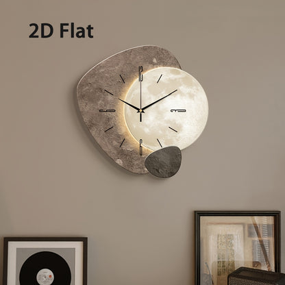 2D Moon Wall Clock: Silent, Modern, and Decorative for Living Rooms, Bedrooms, and Offices