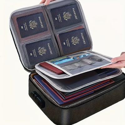 3-Layer Document Bag with Lock, Fire & Water Resistant File Storage