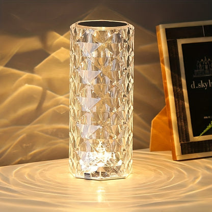 Touch Control Crystal Diamond Lamp: 3-Color Changing LED Night Light for Home, Office, and Party Xyrvona